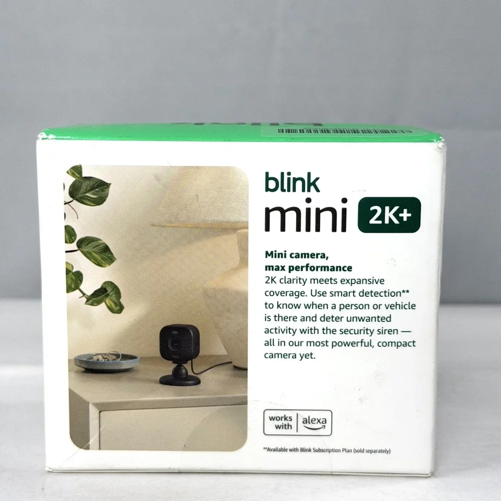 Blink Mini 2K+ Compact Plug-in Security Camera 2K Video Resolution Black / New